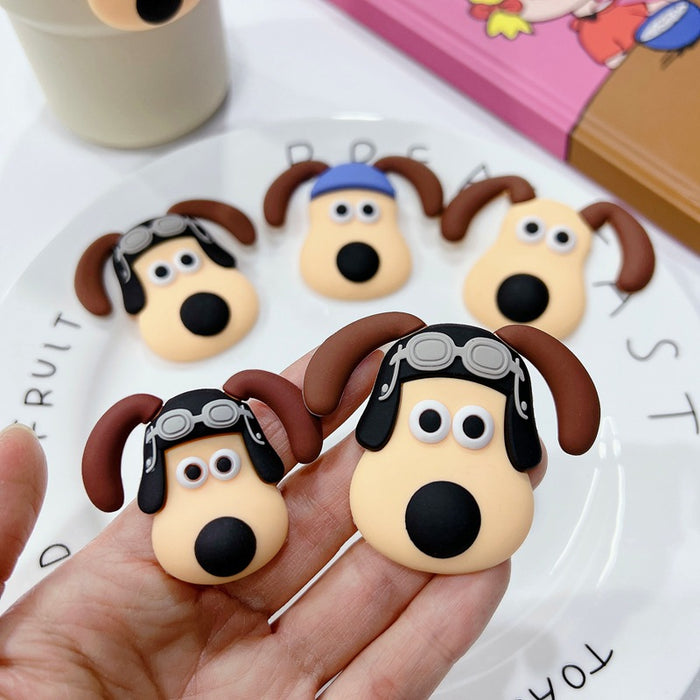 Wholesale 5pcs Cartoon Soft Rubber  Accessories Mobile Phone Shell Patch Hole Shoes Mouthwash Cup Three-dimensional Sticker  Puppy