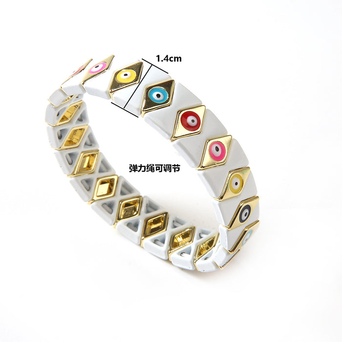 Wholesale Classic Drip Oil Stainless Steel Devil's Eye Bracelet with Adjustable Elastic Rope