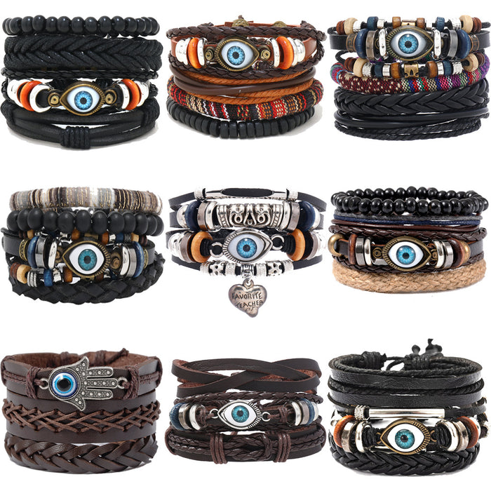 Wholesale 4pieces/pack Men's Bracelets Evil Eye Fashion Jewelry Bracelet JDC-BT-XH020