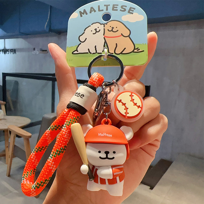 Wholesale  Sports Badminton Baseball Puppy Keychain Female Cute Couple School Bag Small Hanging Ornaments