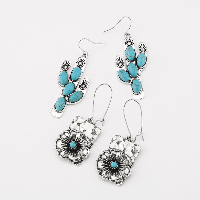 Wholesale Ethnic-style retro cactus carved earrings
