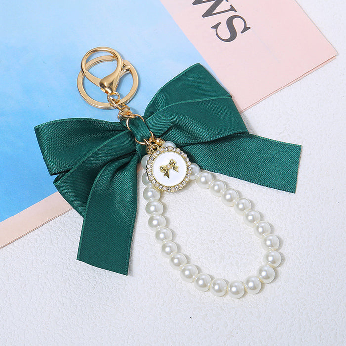 Wholesale Large Pearl Bow Keychain Pendant Ribbon Cloth Accessories Headset Bag Decoration
