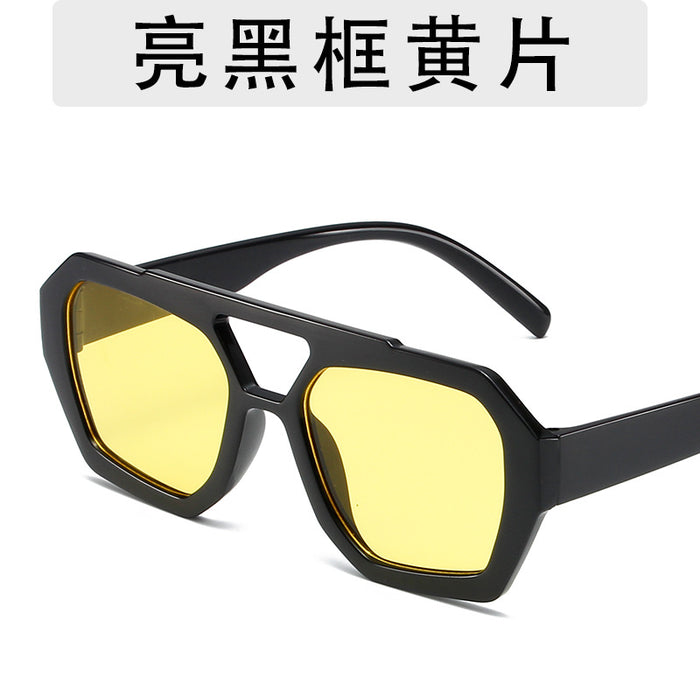 Wholesale Fashion Sunglasses Large Frame Double Beam Sunglasses Leopard Pattern Color Personalized Wearing Glasses