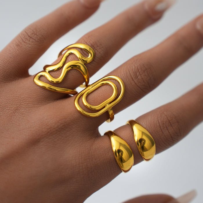 Wholesale Stainless Steel Plated 18K Gold Geometric Open Ring Jewelry Rings