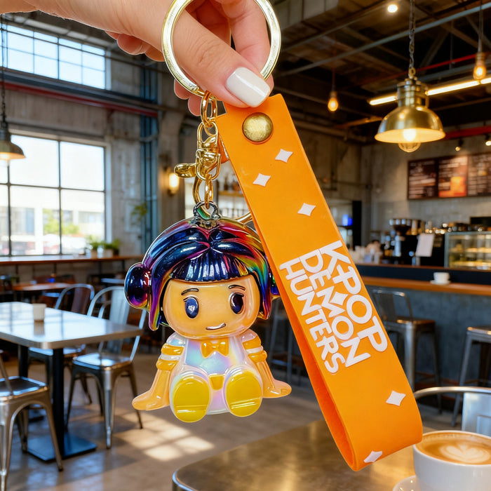 Wholesale K-POP Electroplated Cute Cartoon Character Sitting Silicone Keychain