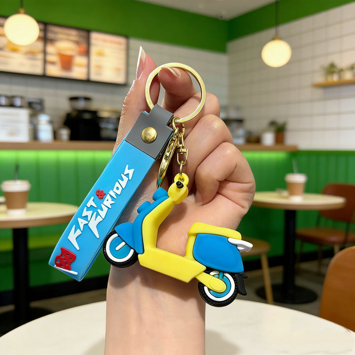 Wholesale Trendy Motorcycle Cartoon Silicone Keychain Decorative Accessory Wedding Gift