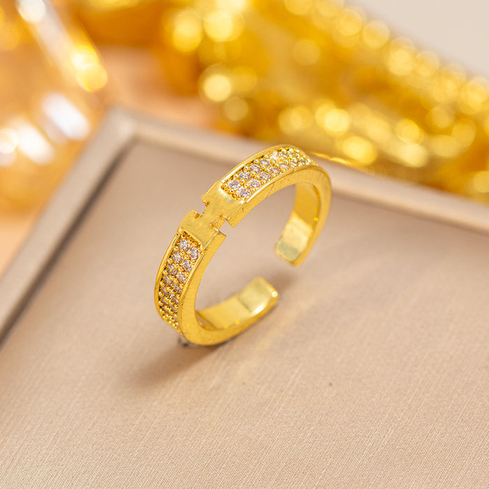 Wholesale Vintage Gold Plated Geometric Hollow Out Ring Adjustable Jewelry Accessory MOQ≥2