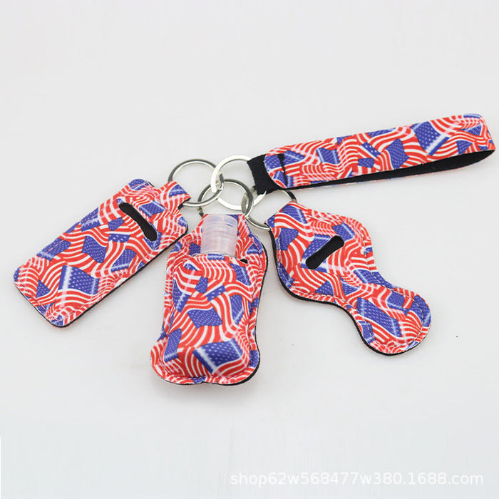 Wholesale Diving Fabric Hand Sanitizer Leather Case Set Keychain JDC-KC-ChaoH095