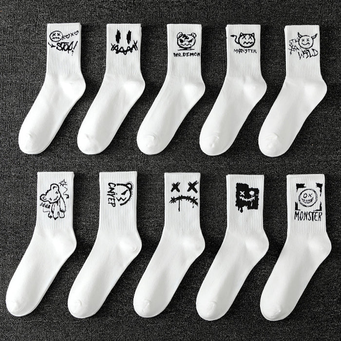 Wholesale men' s deont mid-calf socks black and white cotton socks women' s summer sports basketball socks
