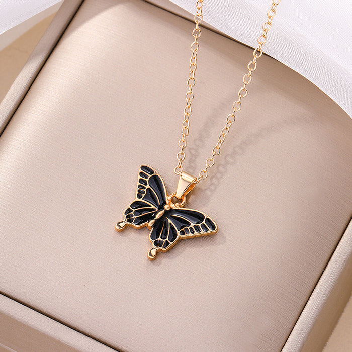 Wholesale Fashion Drip Oil Alloy Pendant, Personalized Drip Oil Butterfly Necklace, New Xiang Jewelry
