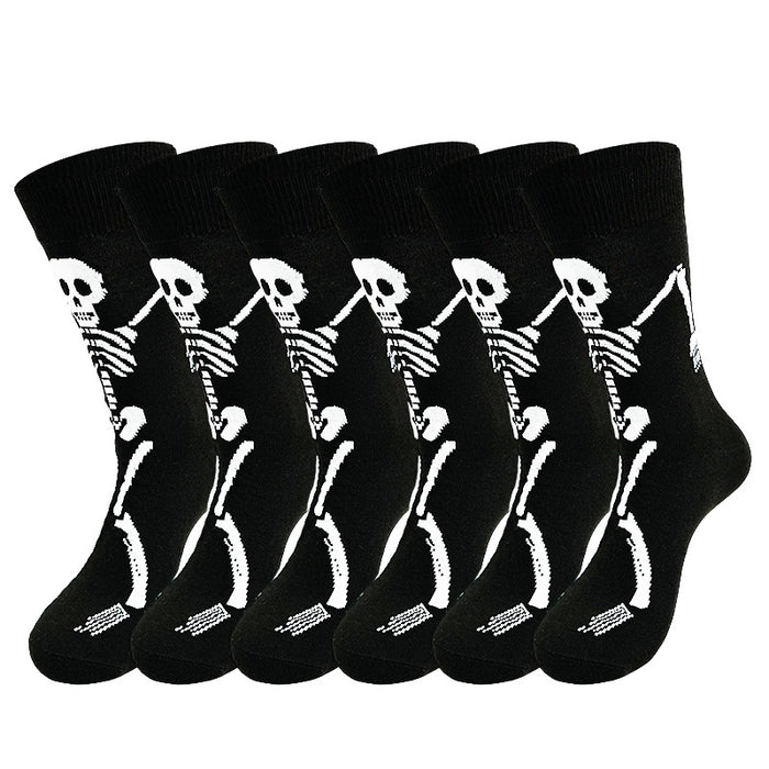 Wholesale  Skull Ghost Claw Cartoon Print Casual Socks Sweat-Absorbent Autumn and Winter Mid-Calf Socks Fun Socks