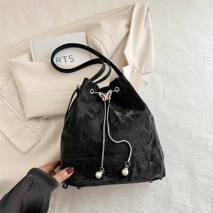Wholesale Niche design chain backpack with fashionable texture, bucket bag, crossbody single shoulder bag
