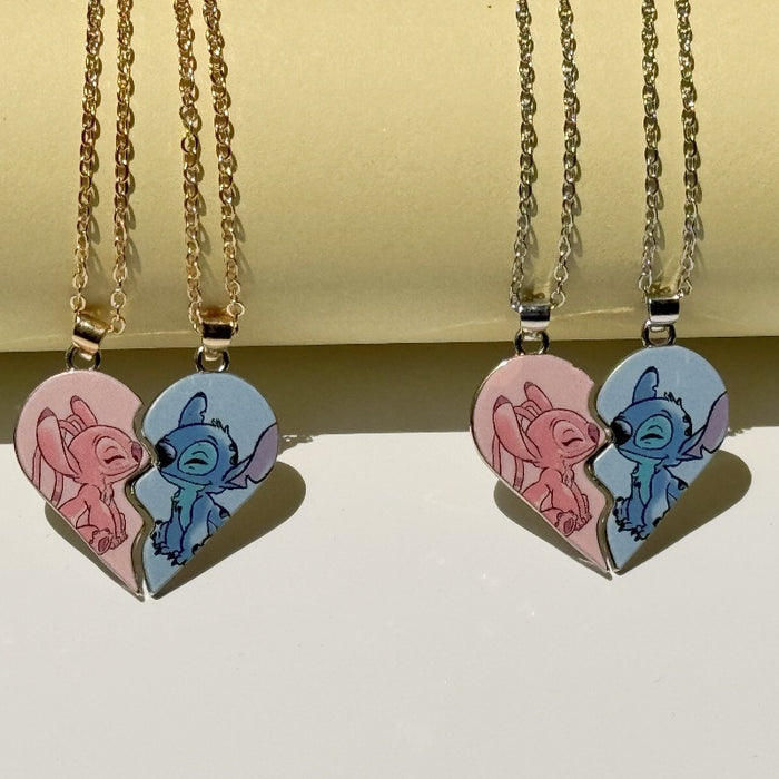 Wholesale Cute Cartoon Heart Magnetic Couple Necklace