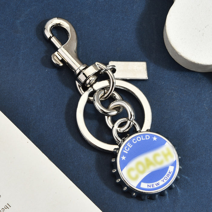 Wholesale Beer Bottle Cap Keychain Red Alloy Retro New York Bag Charm