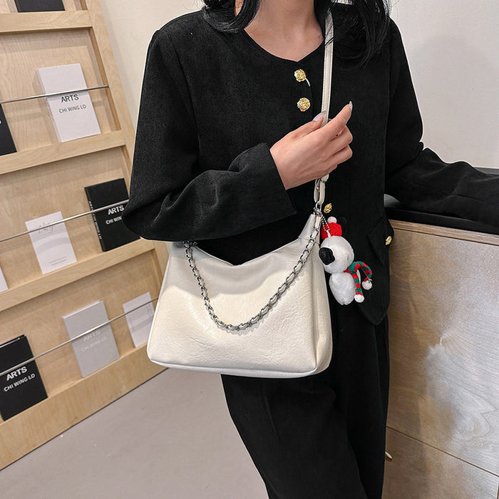 Wholesale Street Trendy Chain Tote Bag PU Small White Fashion Accessory