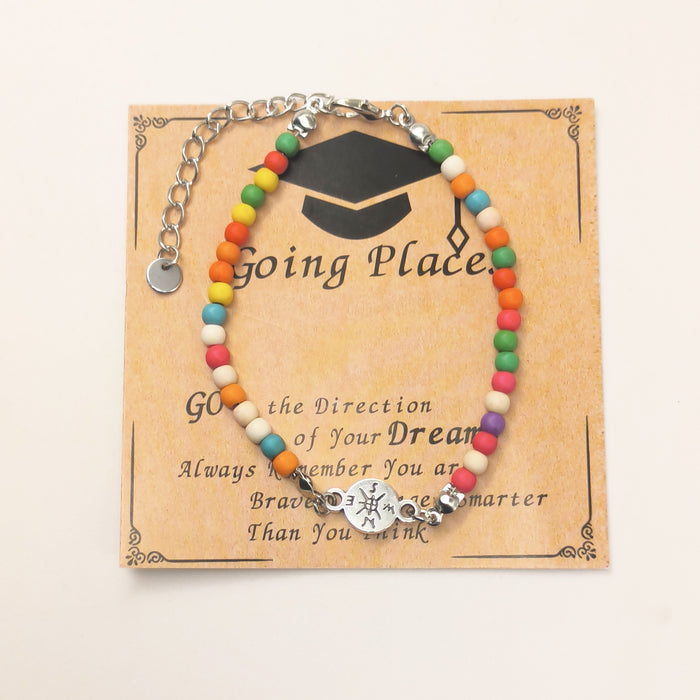 Wholesale New Compass Bead Bracelet Gift with Card