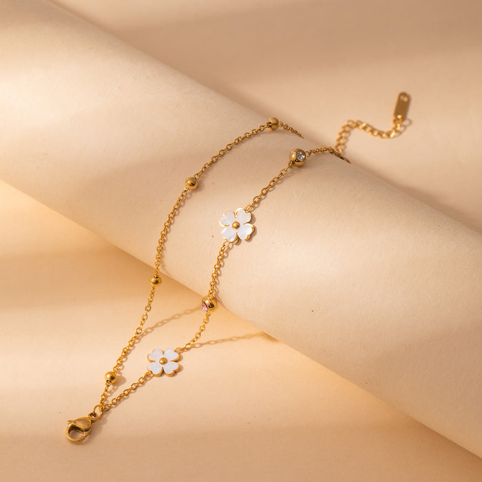 Wholesale Stainless steel fashion diamond bracelet flower geometric