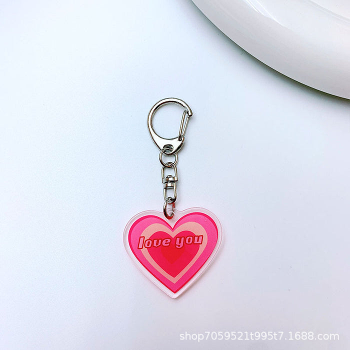 Wholesale Love acrylic keychain student schoolbag pendant car accessories children couple gift accessories