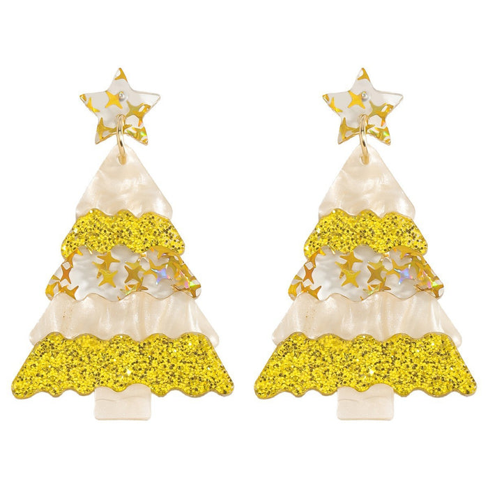 Wholesale  Christmas Tree Holiday Earrings Christmas Star Acrylic Sheet Earrings