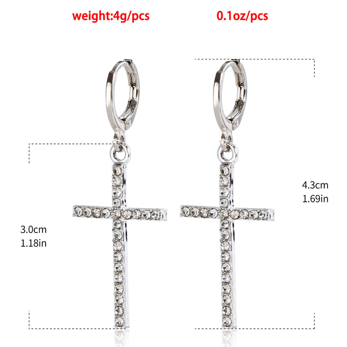 Wholesale jewelry retro geometric diamond cross earrings high-grade food earrings