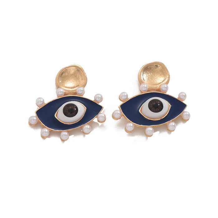 Wholesale Devil's Eye earrings have a niche, high-end, exaggerated personality, pearl earrings, and earrings