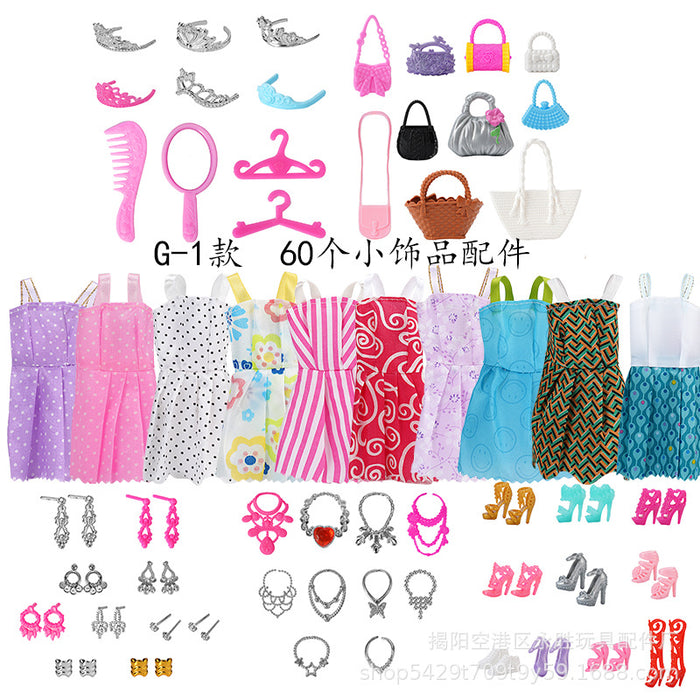 Wholesale Doll dress-up princess doll toy electroplated crown necklace earrings bracelet earrings accessories bag