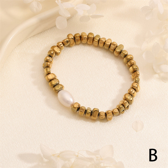 Wholesale Irregular Beaded Pearl Elastic Bracelet JDC-BT-TianYi002