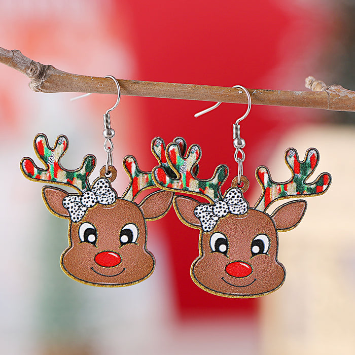 Wholesale Christmas Reindeer Pendant Earrings Painted Reindeer Jewelry