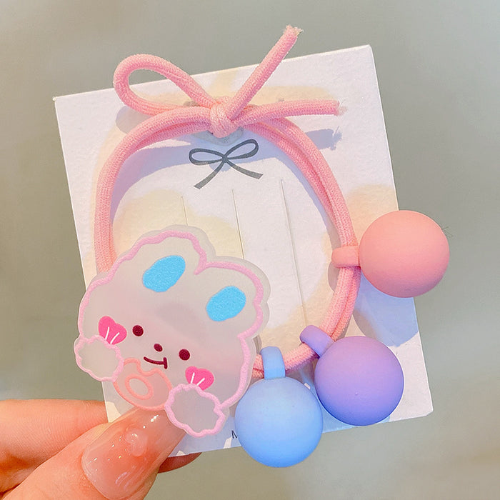 Wholesale Children's Hair Rope Cartoon Hair Rope Bear Hair Tie Cute Rubber Tendon Girls' Pony Tail Headwear Little Girls' Hair Ring Hair Accessories