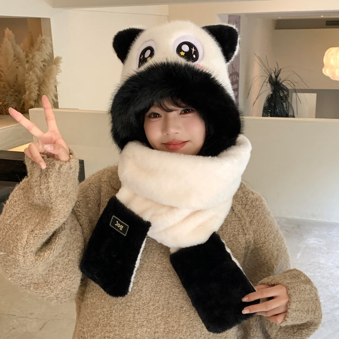 Wholesale Cute cartoon panda hat f and gloves all in one