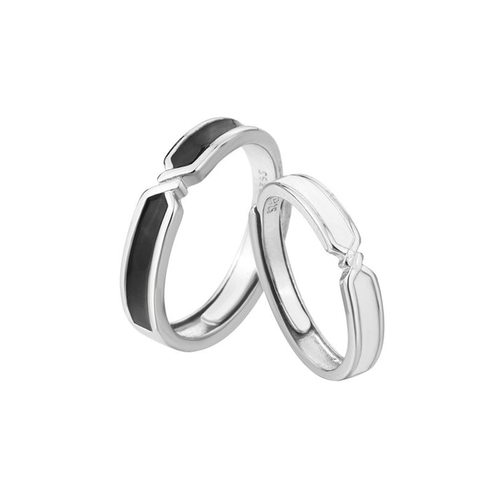 Wholesale Black and White Simple Open Adjustable Copper Finger Ring JDC-RS-FanQ001