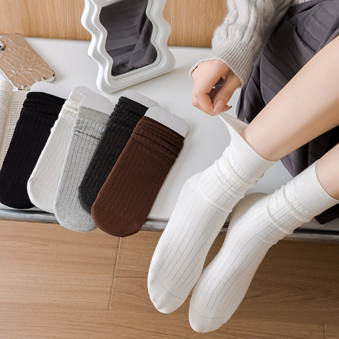 Wholesale Mid length socks with drawstring ballet style, solid color boneless cotton socks