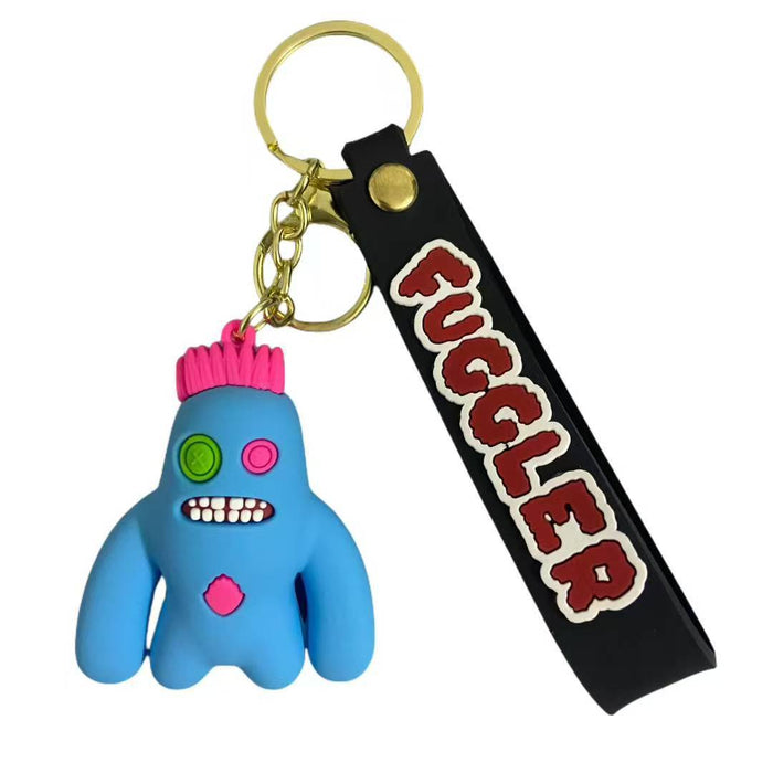 Wholesale Cute Monster Doll PVC Soft Rubber Tooth Treasure Ugly Cute Funny Keychain Blind Box Accessories