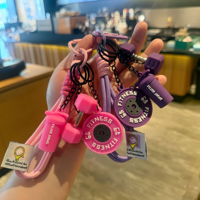 Wholesale Creative Mini Fitness Barbell Keychain