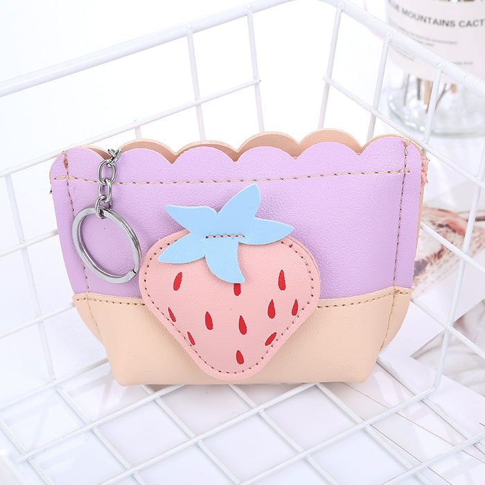 Wholesale Cute Creative Fresh Strawberry Coin Purse Contrast Color Stitching Cartoon Storage Bag Children's Toy Pocket Bag