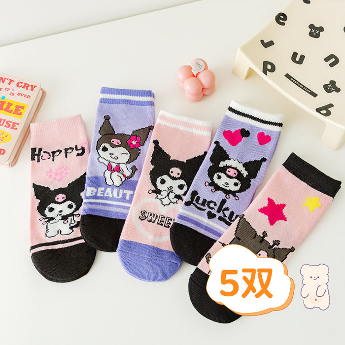 Wholesale 5 Pairs/pack New Cute Cartoon Girls Middle Socks Fashion Sweet Baby Princess Socks Children Socks JDC-SK-LXWC006