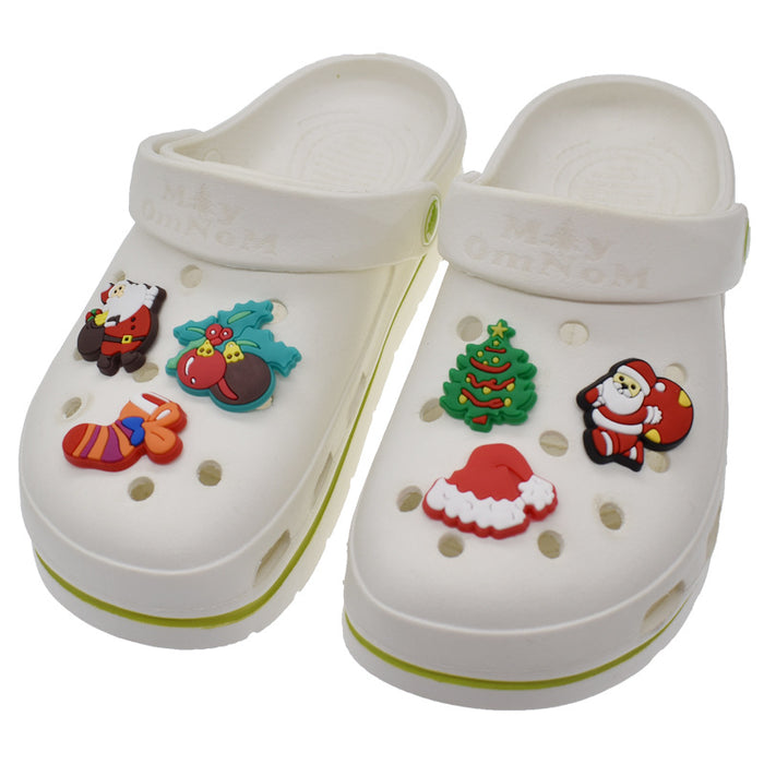 Wholesale Random 100pcs Christmas Cartoon Hole Shoes PVC Soft Rubber Shoe Buckles JDC-SC-RYY022