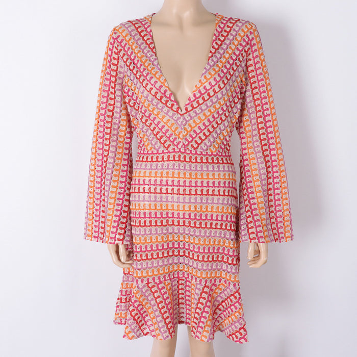 Wholesale Sexy short lace contrasting long sleeved jumpsuit short skirt beach swimsuit outfit