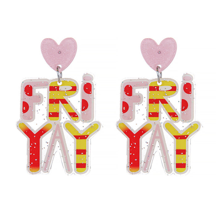 Wholesale Teacher' s Day Pencils,  Apples,  Books,  Cartoon Contrasting Letters Earrings,  Small Fresh Stylish