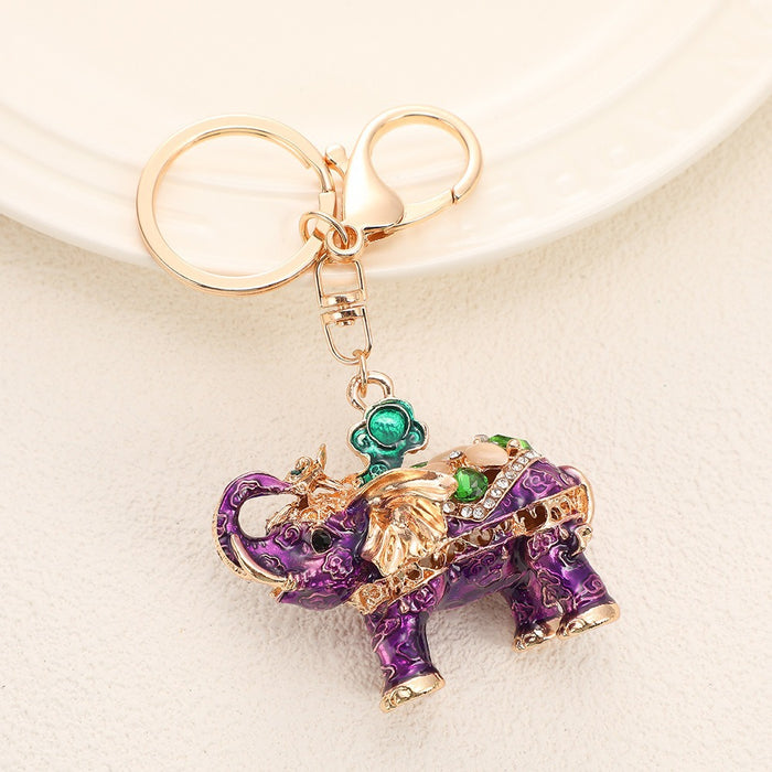 Wholesale Elephant Rhinestone Keychain Decorative Fashion Accessory