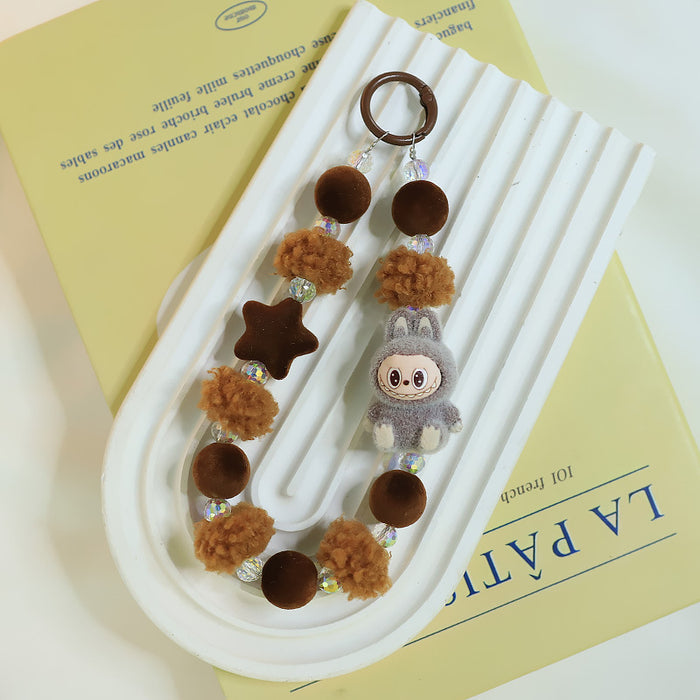 Wholesale Plush doll bag keychain pendant flocking doll cute grain mobile phone accessories for women