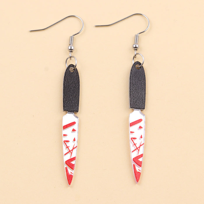 Wholesale  Acrylic Earrings Horror with Blood Mirror Dagger Chopper Axe Earrings Ear Accessories