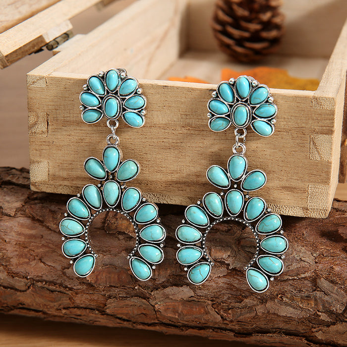 Wholesale Exaggerated Turquoise Earrings in Western Style