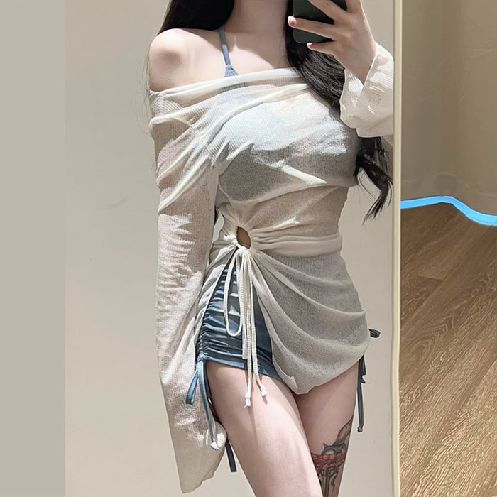 Wholesale Tie dye split bikini top sexy swimsuit three piece set