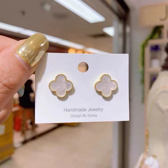 Wholesale Simple Stainless Steel Four Leaf Clover Earrings JDC-ES-Shengh001