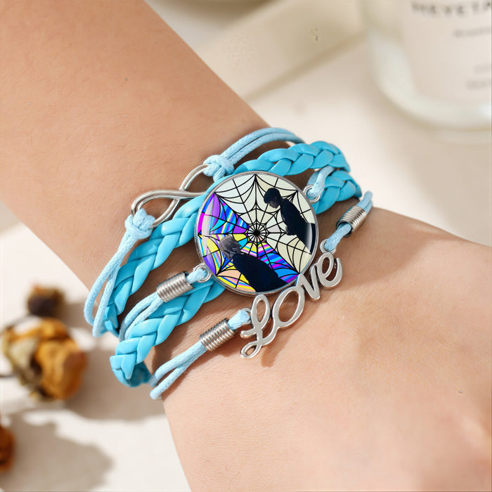 Wholesale Leather multi-layered blue woven jewelry bracelet