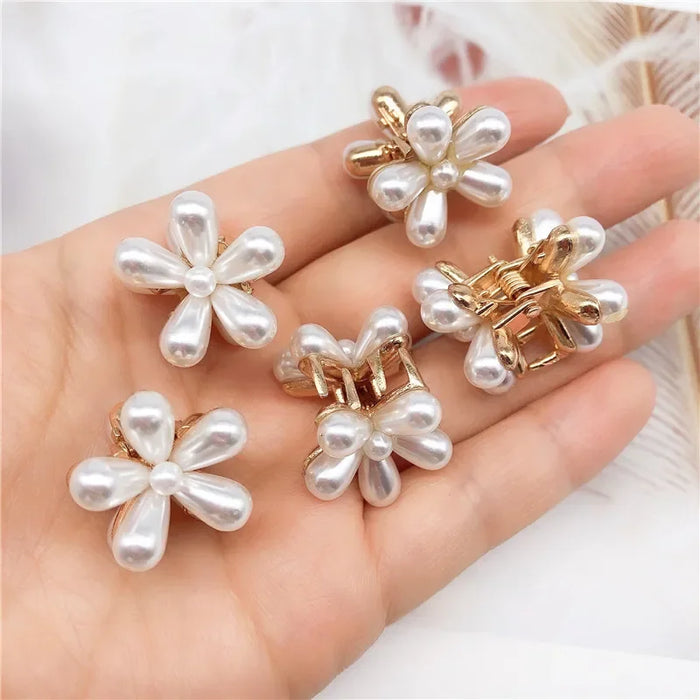 Wholesale Pearl small flower hair clip, vintage daisy flower hair clip, mini elegant bangs clip, edge clip