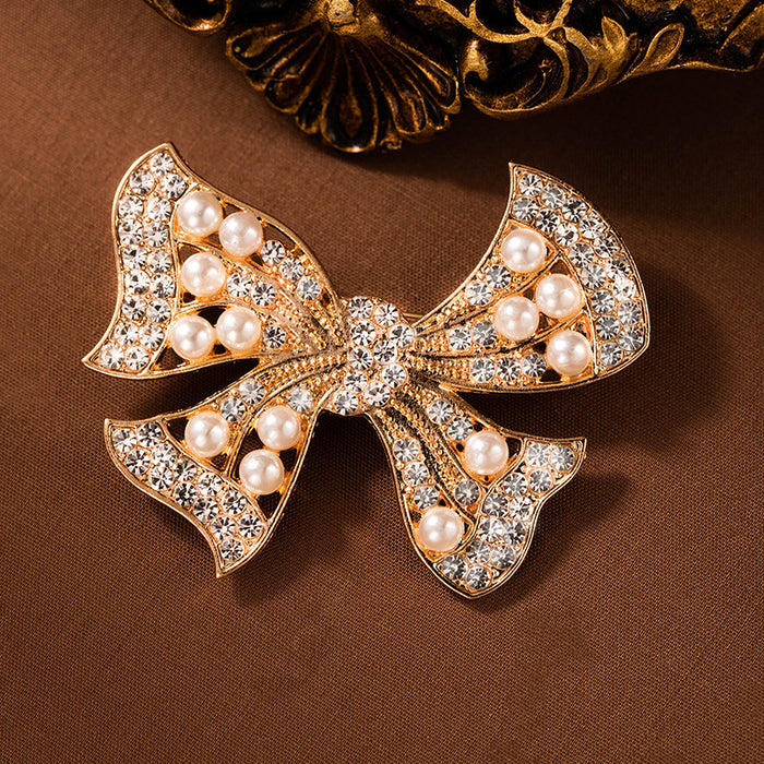Wholesale Butterfly Diamond Pearl Brooch Collar Elegant Corsage  Heavy Industry Pin