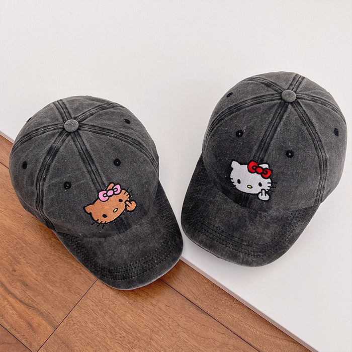 Wholesale Cartoon Embroidered Denim Baseball Cap Men's and Women's Curved Eaves Cap