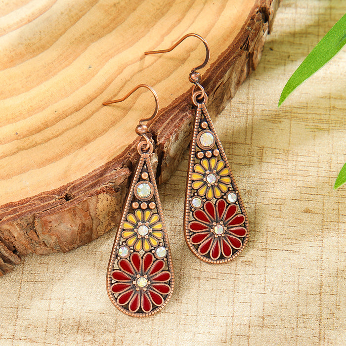 Wholesale 2pcs Bohemian drop-shaped turquoise earrings